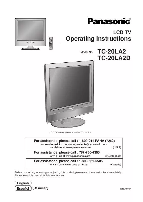 Mode d'emploi PANASONIC TC-20LA2