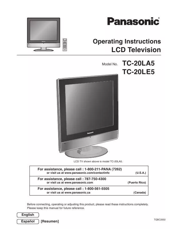 Mode d'emploi PANASONIC TC-20LA5