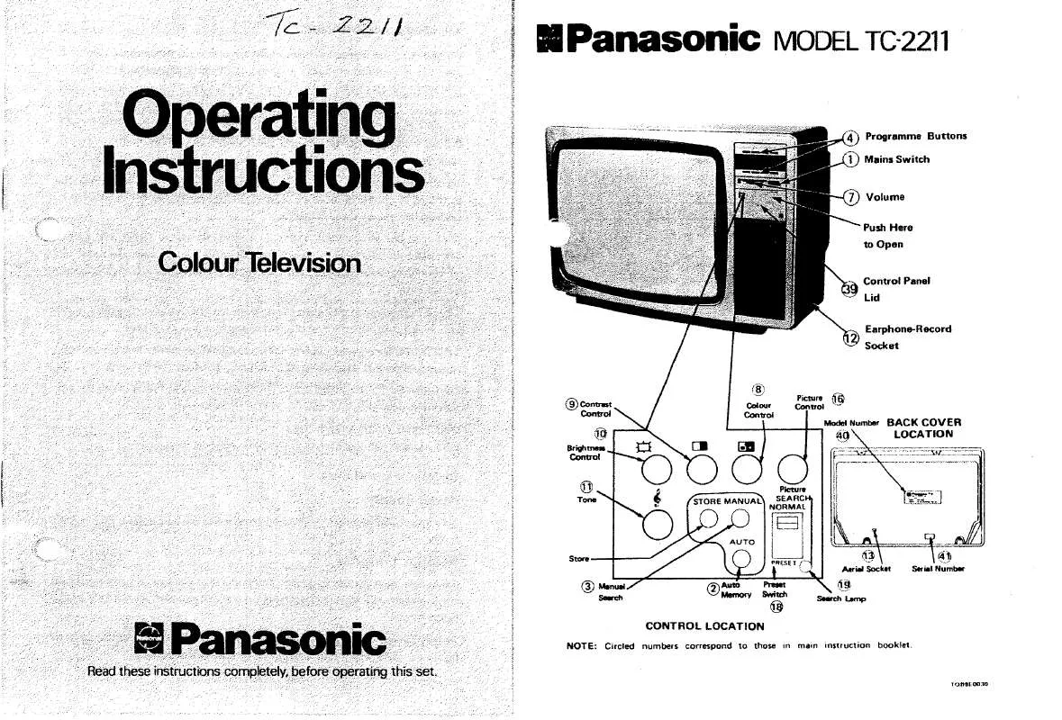 Mode d'emploi PANASONIC TC-2211