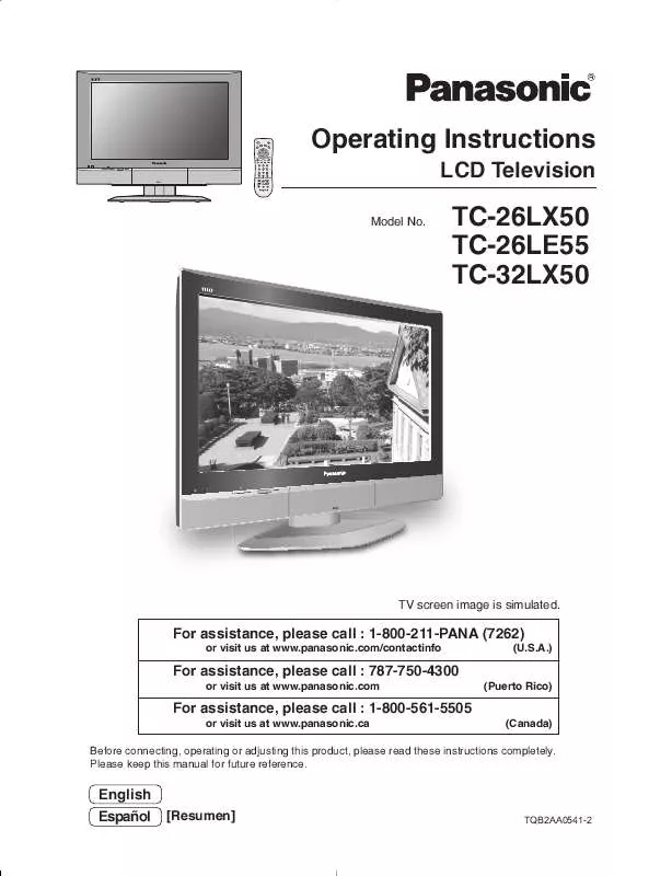 Mode d'emploi PANASONIC TC-26LE55