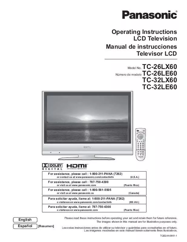 Mode d'emploi PANASONIC TC-26LE60