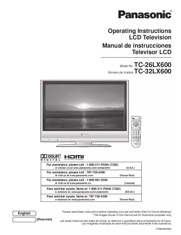 Mode d'emploi PANASONIC TC-32LX600