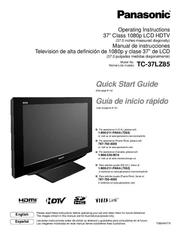 Mode d'emploi PANASONIC TC-37LZ85