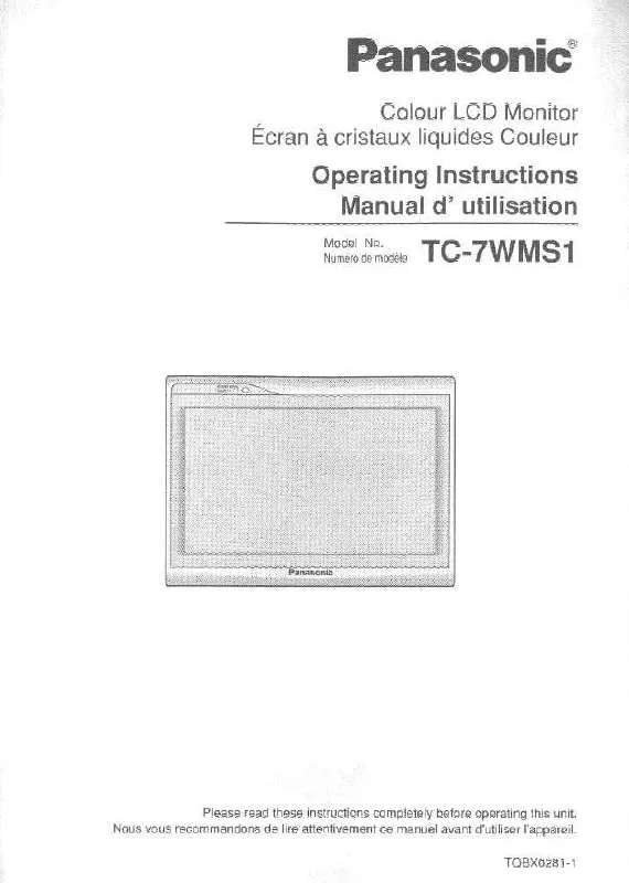 Mode d'emploi PANASONIC TC-7WMS1