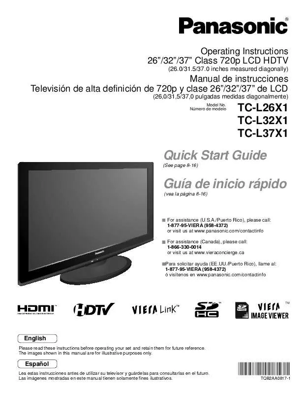 Mode d'emploi PANASONIC TCL37X1