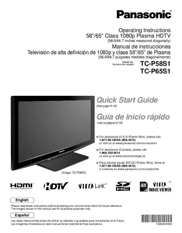 Mode d'emploi PANASONIC TCP65S1