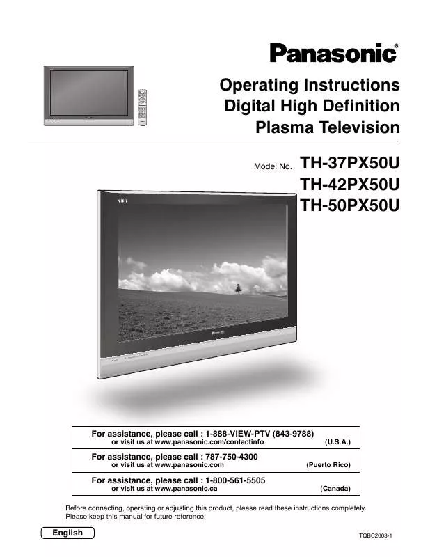 Mode d'emploi PANASONIC TH-37PX50