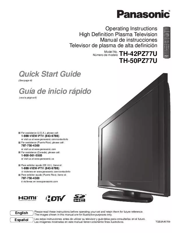 Mode d'emploi PANASONIC TH-42PZ77