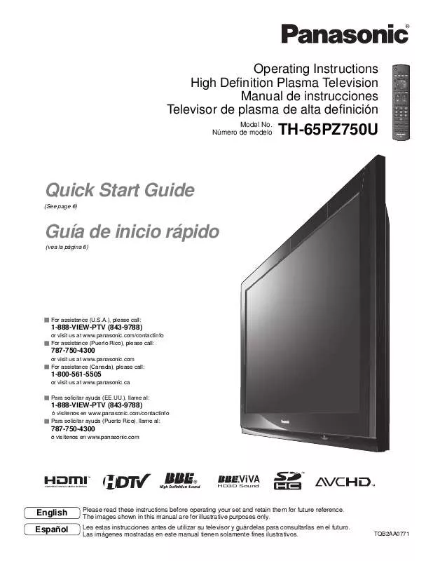 Mode d'emploi PANASONIC TH-65PZ750