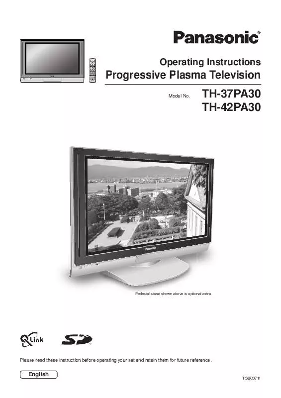 Mode d'emploi PANASONIC TH-37PA30E