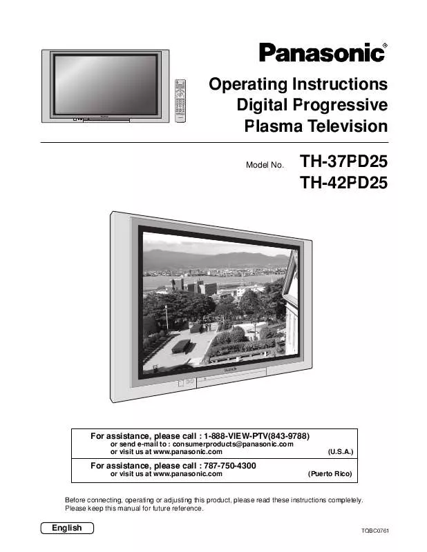 Mode d'emploi PANASONIC TH-37PD25