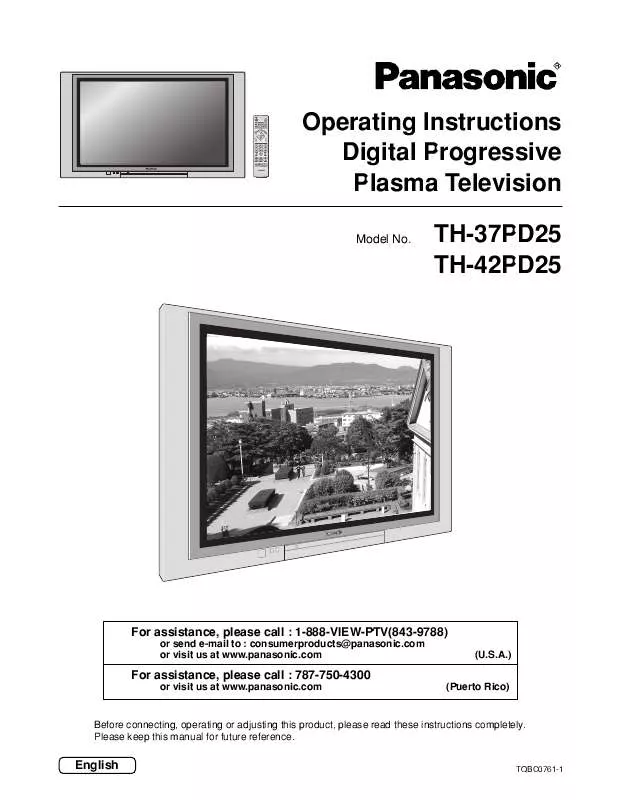 Mode d'emploi PANASONIC TH-37PD25UP