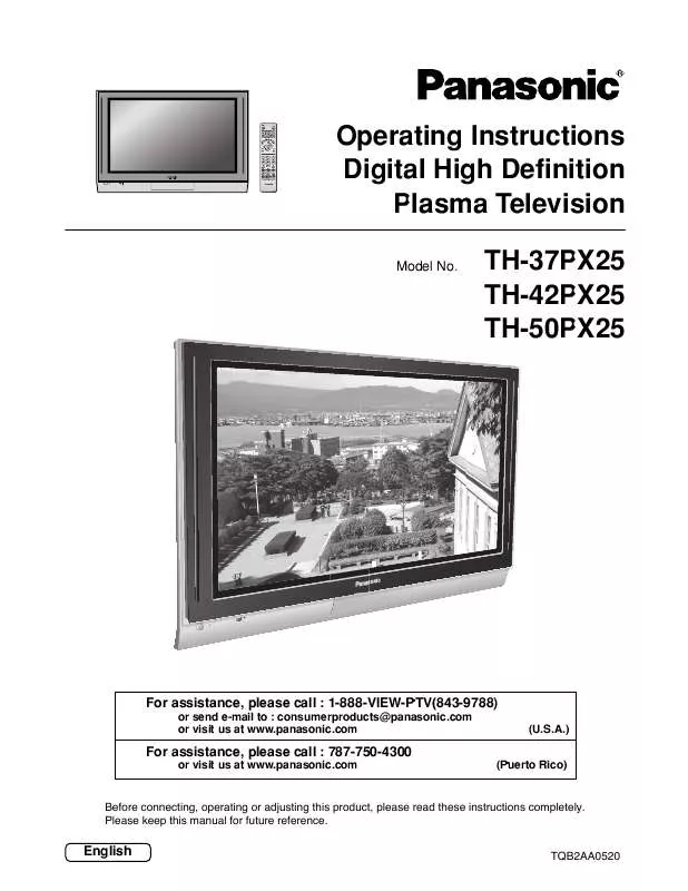 Mode d'emploi PANASONIC TH-37PX25U