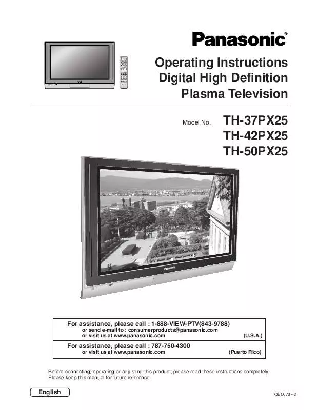 Mode d'emploi PANASONIC TH-37PX25UP