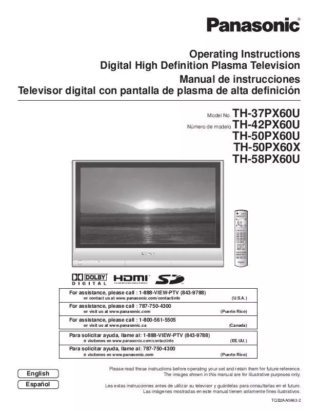 Mode d'emploi PANASONIC TH-37PX60U