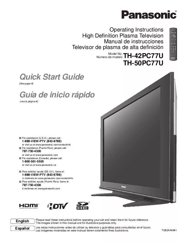 Mode d'emploi PANASONIC TH-42PC77U