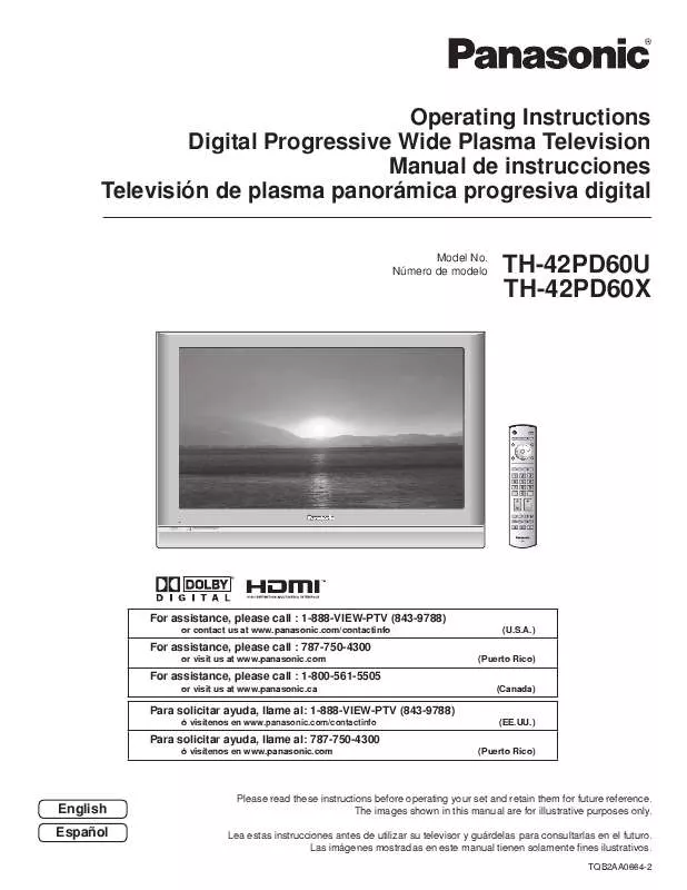 Mode d'emploi PANASONIC TH-42PD60U