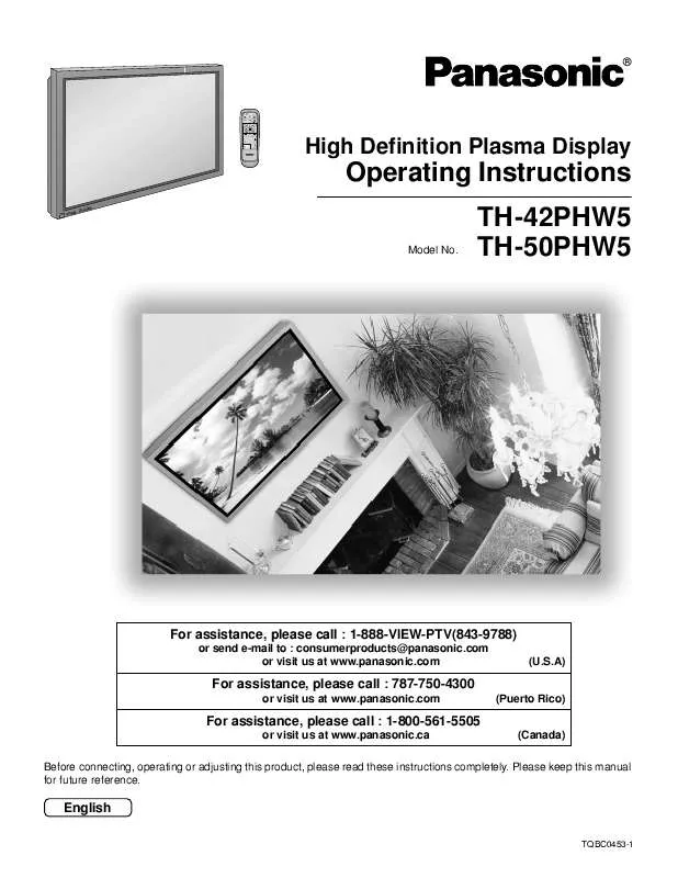 Mode d'emploi PANASONIC TH-42PHW5UZ