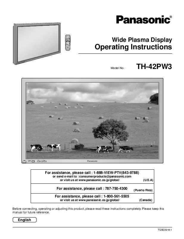 Mode d'emploi PANASONIC TH-42PW3U