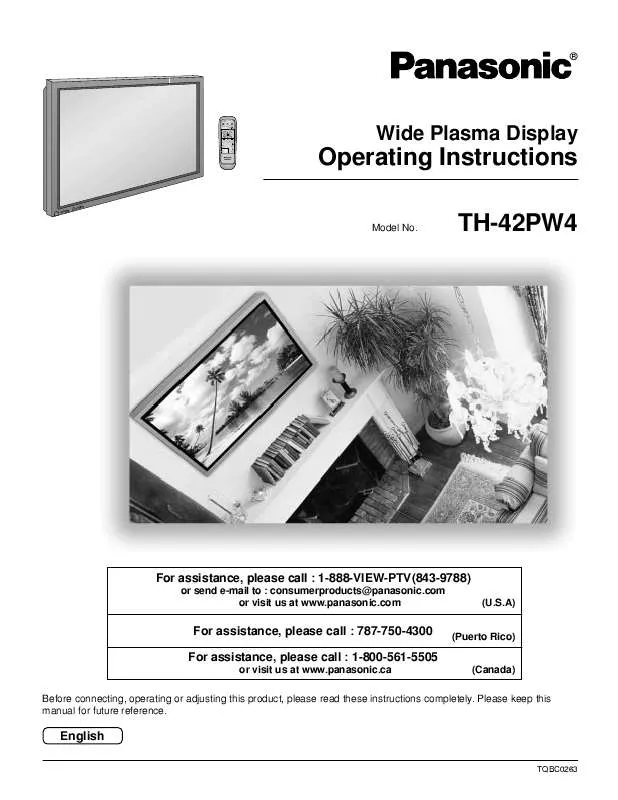 Mode d'emploi PANASONIC TH-42PW4UZ