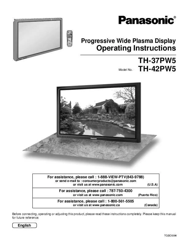 Mode d'emploi PANASONIC TH-42PW5UZ