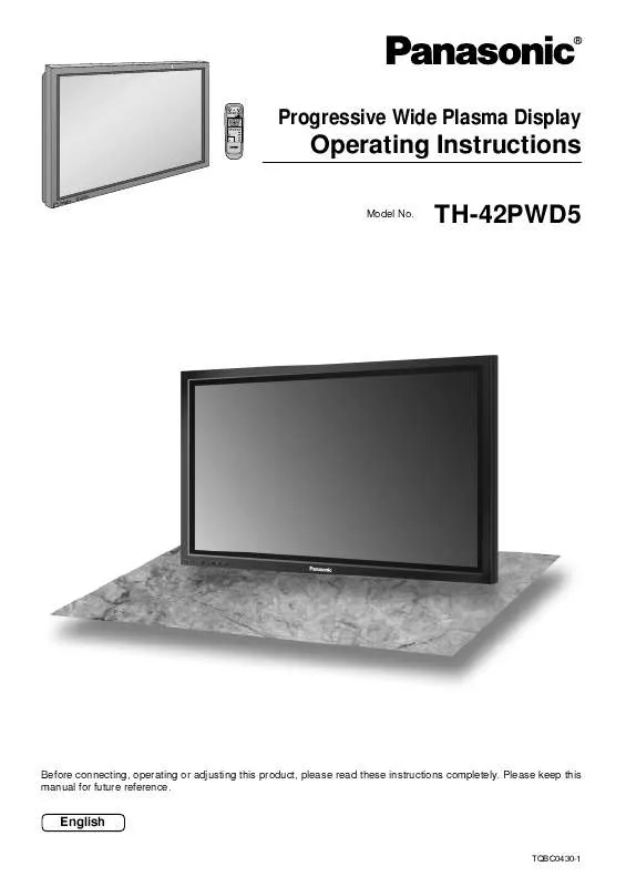 Mode d'emploi PANASONIC TH-42PWD5HY