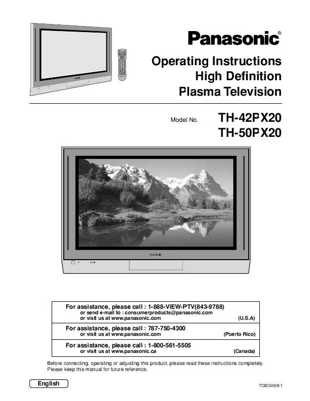 Mode d'emploi PANASONIC TH-42PX20