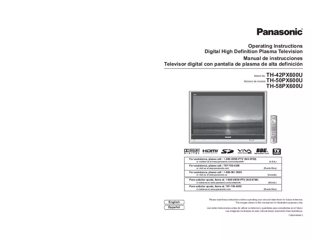 Mode d'emploi PANASONIC TH-42PX600U