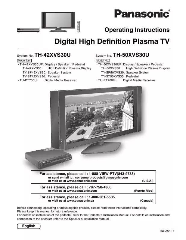 Mode d'emploi PANASONIC TH-42XVS30