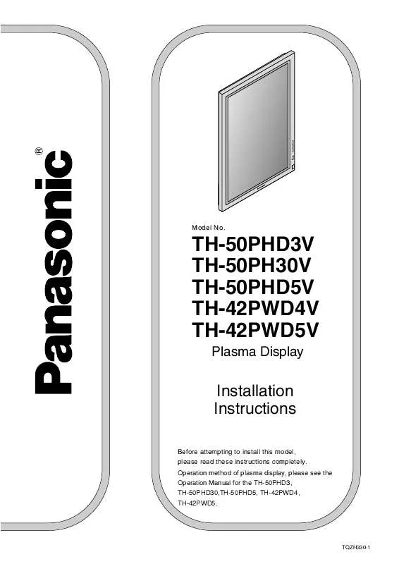 Mode d'emploi PANASONIC TH-50PH30VEX