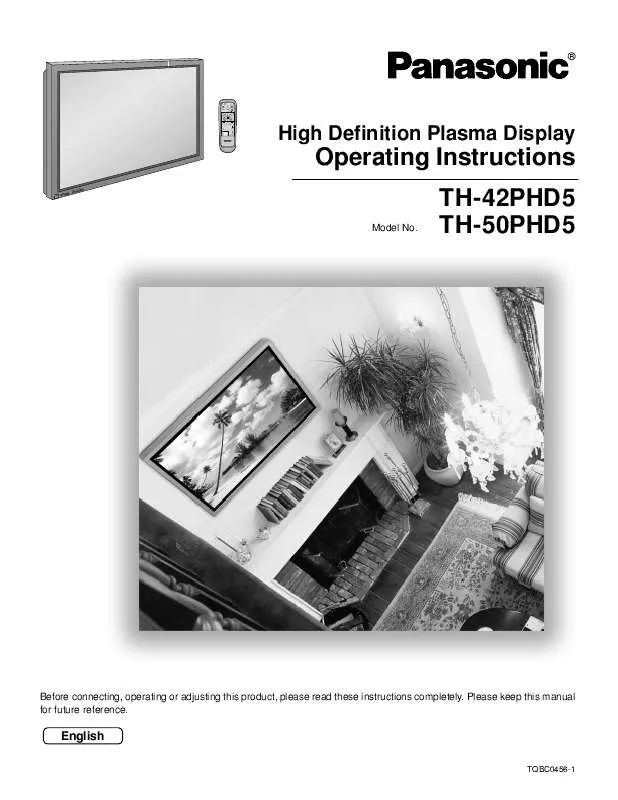 Mode d'emploi PANASONIC TH-50PHD5UY