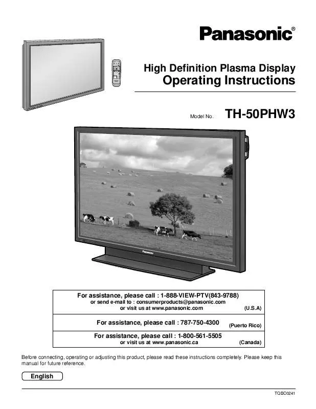 Mode d'emploi PANASONIC TH-50PHW3U