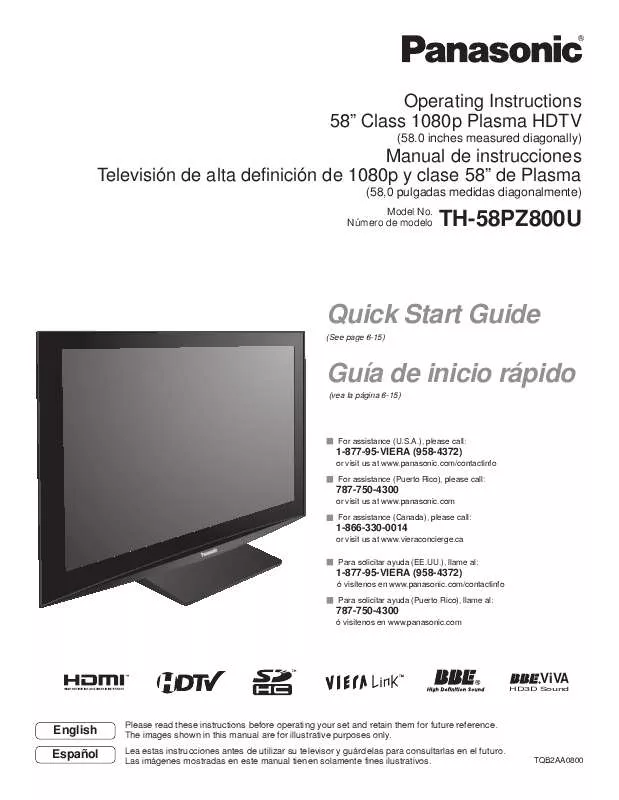 Mode d'emploi PANASONIC TH-58PZ800U