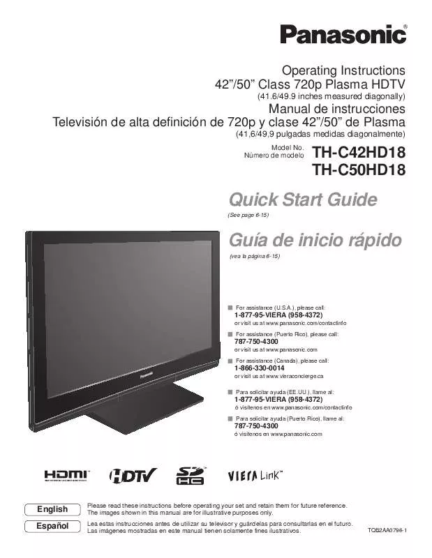 Mode d'emploi PANASONIC TH-C42HD18