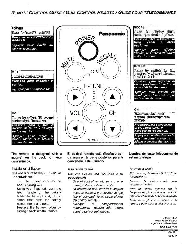 Mode d'emploi PANASONIC TNQ2AE013