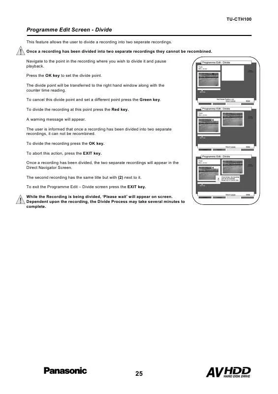 Mode d'emploi PANASONIC TU-CTH100