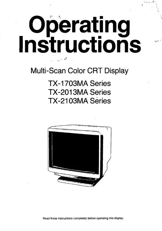 Mode d'emploi PANASONIC TX-1703MA