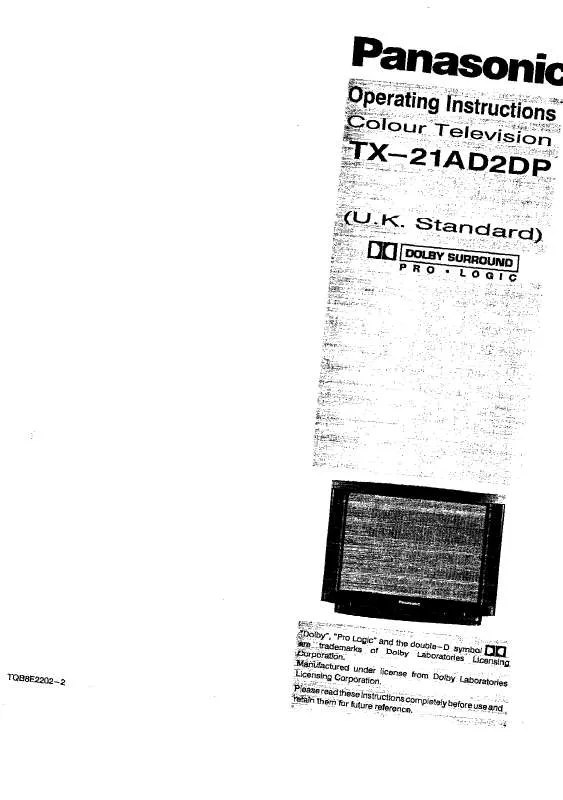 Mode d'emploi PANASONIC TX-21AD2DP