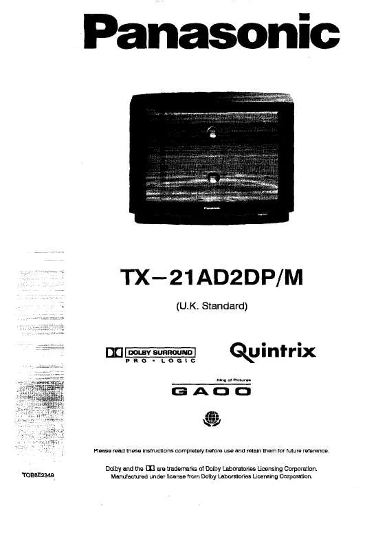 Mode d'emploi PANASONIC TX-21AD2DPM