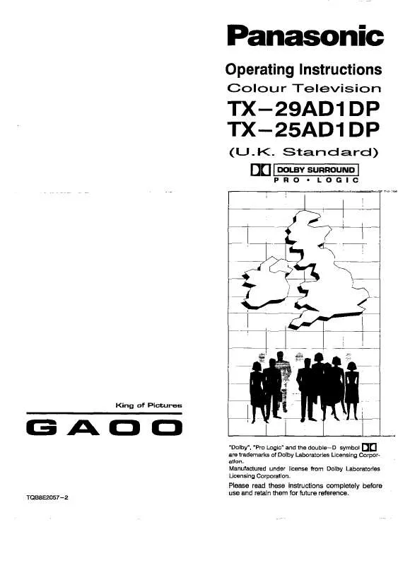 Mode d'emploi PANASONIC TX-25AD1DP