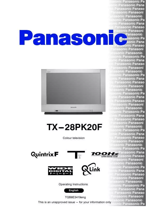 Mode d'emploi PANASONIC TX-28PK20F