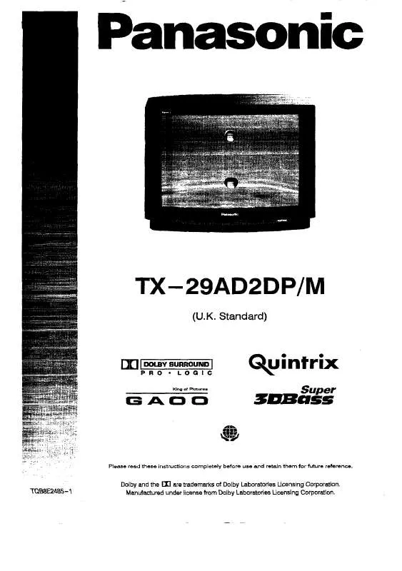 Mode d'emploi PANASONIC TX-29AD2DPM