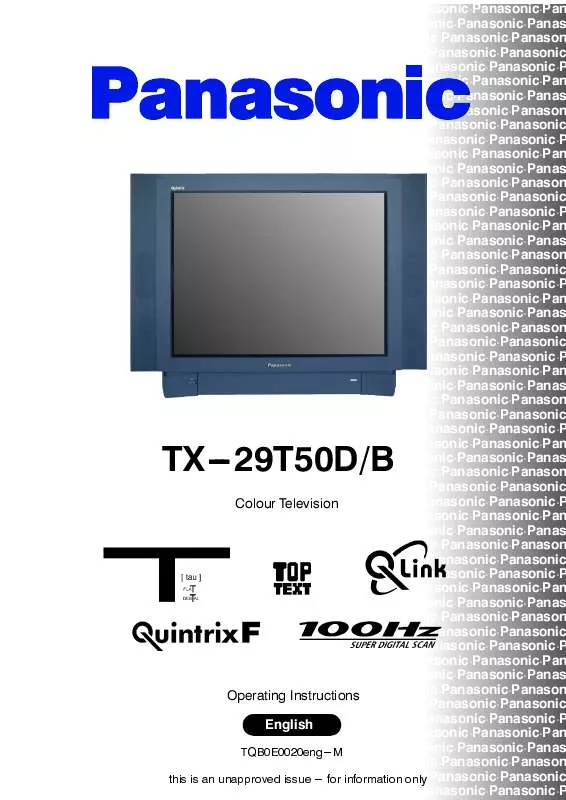 Mode d'emploi PANASONIC TX-29T50DB