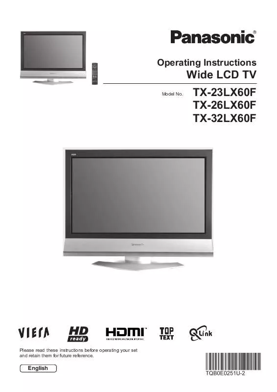 Mode d'emploi PANASONIC TX-32LX60F