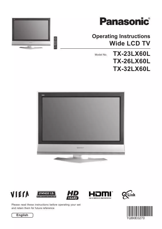 Mode d'emploi PANASONIC TX-32LX60L