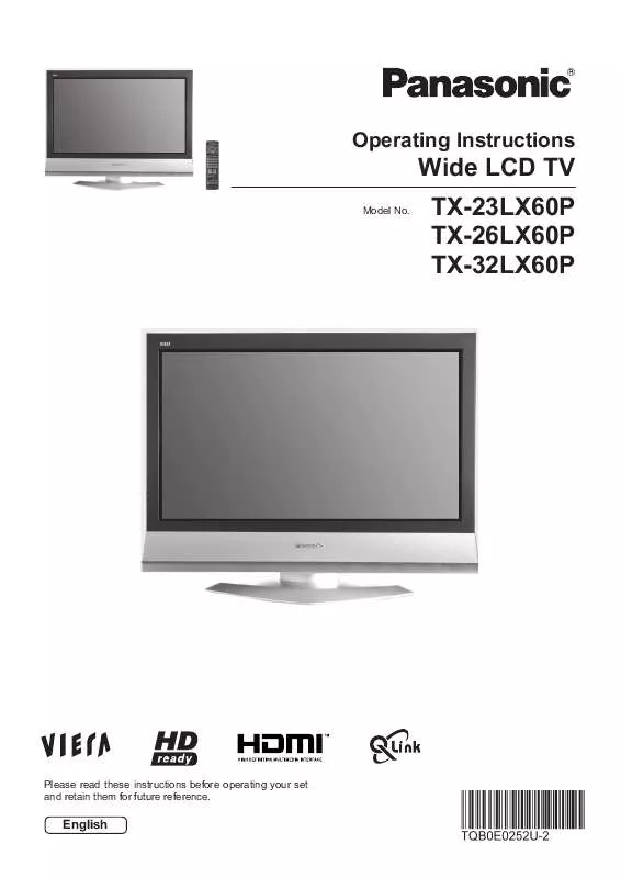 Mode d'emploi PANASONIC TX-32LX60P