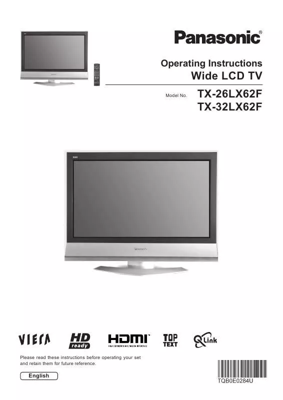 Mode d'emploi PANASONIC TX-32LX62F