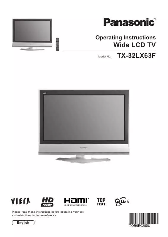 Mode d'emploi PANASONIC TX-32LX63F