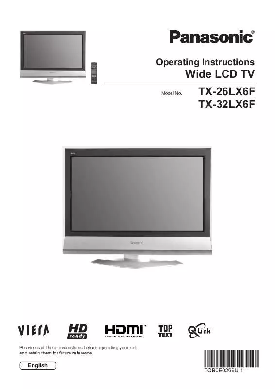 Mode d'emploi PANASONIC TX-32LX6F