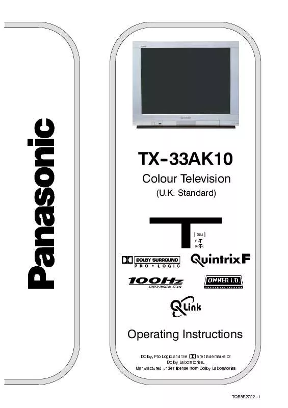 Mode d'emploi PANASONIC TX-33AK10